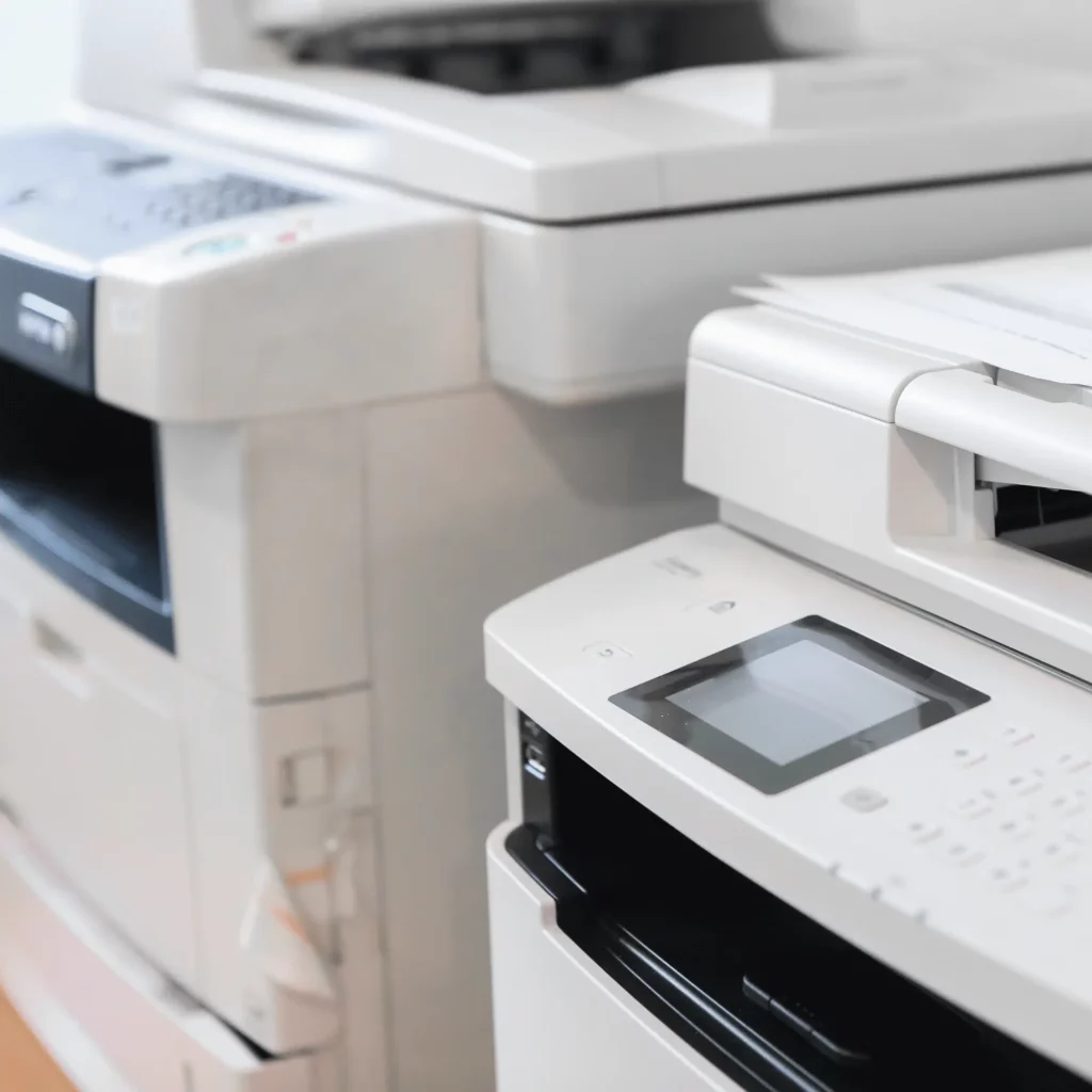 copiers and printers in an office
