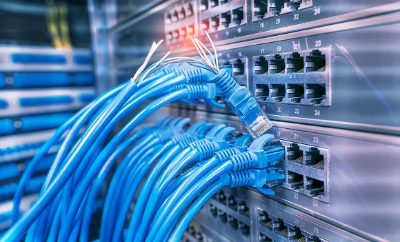 cables freyed in a server room